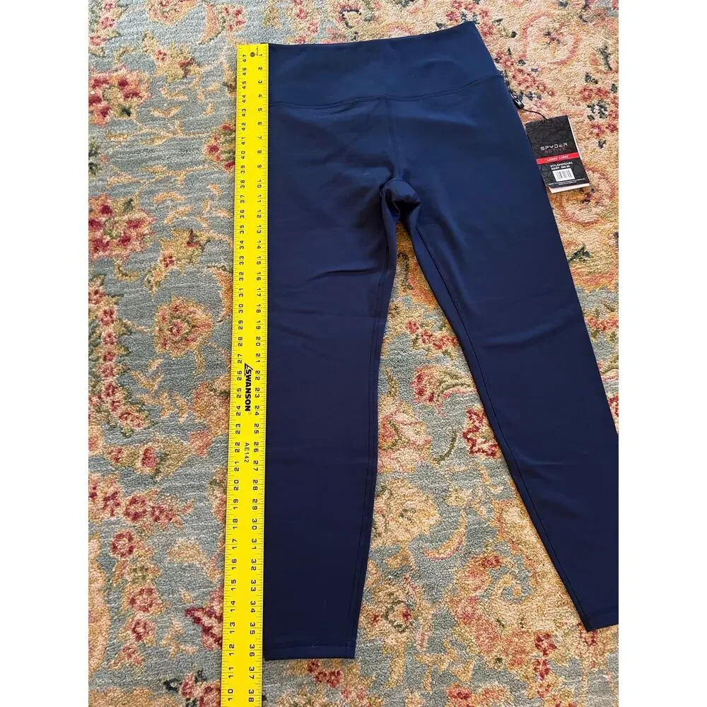 Spyder Athletic Navy Blue Leggings with Back Zipper Pocket